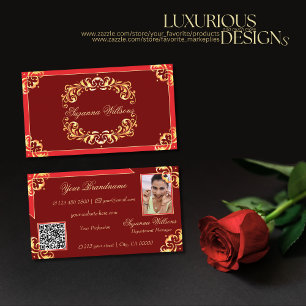 Deep Red Golden met foto en QR-code Visitekaartje