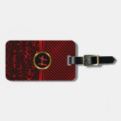 Deep Red Leopard Animal Pattern - Monogram Bagagelabel (Voorkant horizontaal)