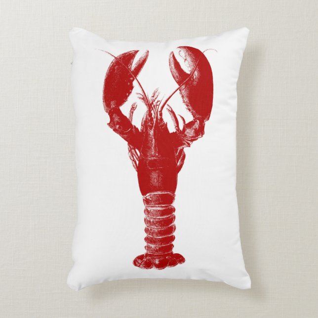 Deep Red Lobster op White Accent Kussen (Voorkant(Verticaal))