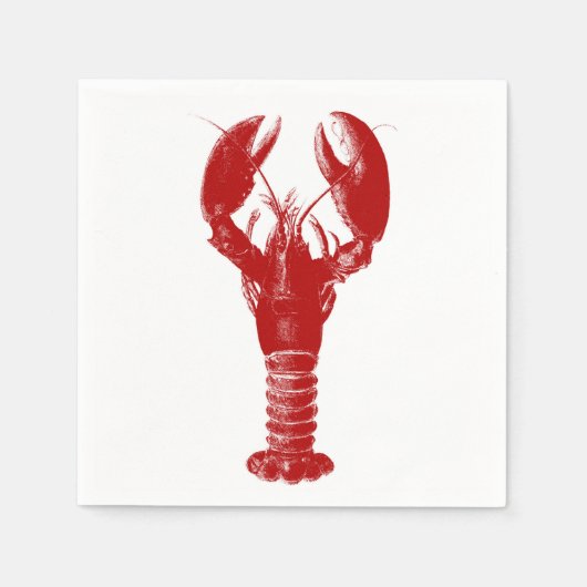 Deep Red Lobster op White Servetten (Voorkant)