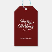 Deep Red Merry Christmas Cadeaulabel (Voorkant)