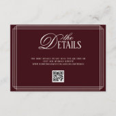 Deep Red Old Money Wedding Details  Informatiekaartje (Voorkant)