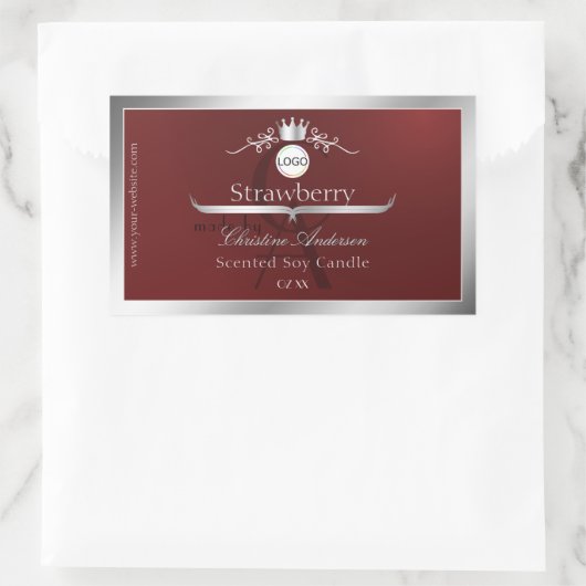 Deep Red Product Label Silver Frame Logo Monogram (Tas)