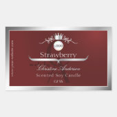 Deep Red Product Label Silver Frame Logo Monogram (Voorkant)