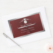 Deep Red Product Label Silver Frame Logo Monogram (Envelop)