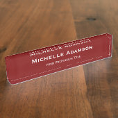 Deep Red Professional Plain Modern Naambordje (Zijkant)