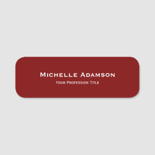 Deep Red Professional Plain Modern Naamplaatje