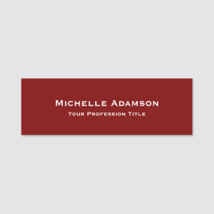 Deep Red Professional Plain Modern Naamplaatje