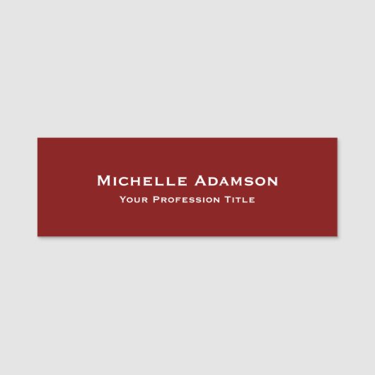 Deep Red Professional Plain Modern Naamplaatje (Voorkant)