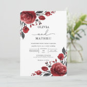 Deep Red Rose Bloom Wedding Kaart (Staand voorkant)