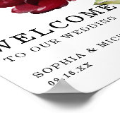 Deep Red Rose Floral Wedal Welcome Sign Poster (Hoek)