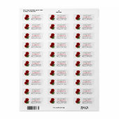 Deep Red Rose Floral Wedding Etiket (Full Sheet)