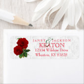 Deep Red Rose Floral Wedding Etiket (Insitu)