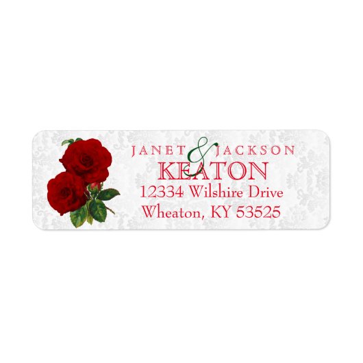 Deep Red Rose Floral Wedding Etiket (Voorkant)