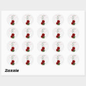 Deep Red Rose Floral Wedding Ronde Sticker (Vel)