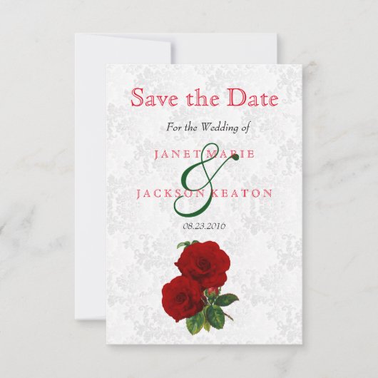 Deep Red Rose Floral Wedding - sparen de datum Save The Date (Voorkant)