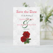 Deep Red Rose Floral Wedding - sparen de datum Save The Date (Staand voorkant)