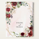 Deep Red Roses Fresh Greenery Gold lijst bruiloft Planner (Achterkant)