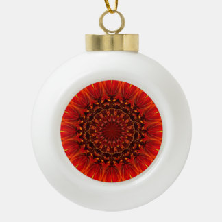 Deep Red Rudbeckia Floral Mandala Keramische Bal Ornament