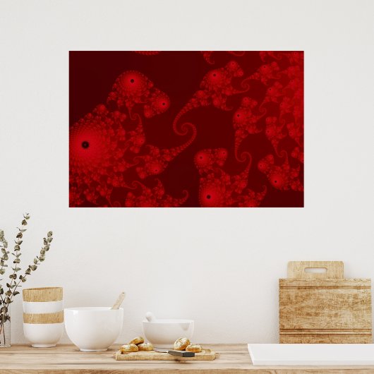 Deep Red Seahorse Herd Poster (Keuken)