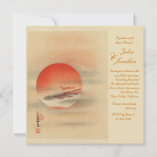 Deep Red Sunset Romantic Weddenschap Kaart