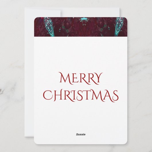 Deep Red Turquoise Merry Kerstkaleidoscoop Feestdagenkaart (Achterkant)