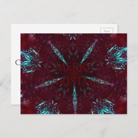 Deep Red Turquoise Merry Kerstkaleidoscoop Feestdagenkaart (Voorkant / Achterkant)