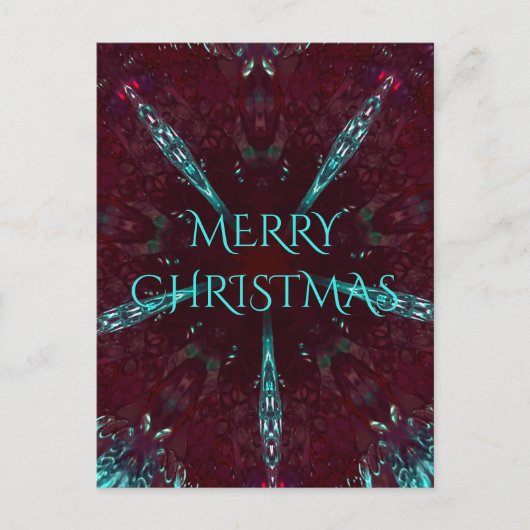 Deep Red Turquoise Merry Kerstkaleidoscoop Feestdagenkaart (Voorkant)