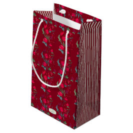 Deep Red Wassail Floral Gift Bag Klein Cadeauzakje