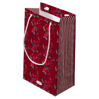 Deep Red Wassail Floral Gift Bag Klein Cadeauzakje
