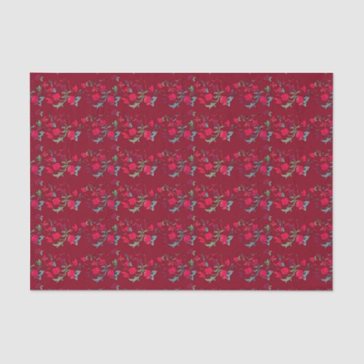 Deep Red Wassail Floral Tissue Paper Tissuepapier (Voorkant)