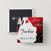 Deep Red Wedding Party Vierkante Button 5,1 Cm (Voorkant /achterkant)