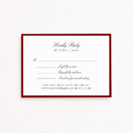 Deep Red Wedding Rsvp card Kaartje