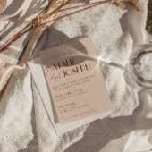 Deep Red Whimsical Modern QR Code Photo Wedding Kaart