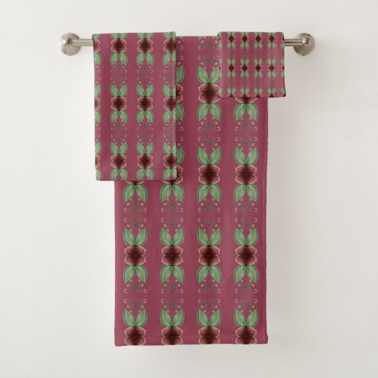 Deep Roos Patroon handdoek Set (Insitu)