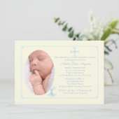 Deep Rooted Blue Baptism Photo Invitation Kaart (Staand voorkant)