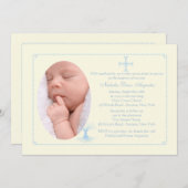 Deep Rooted Blue Baptism Photo Invitation Kaart (Voorkant / Achterkant)