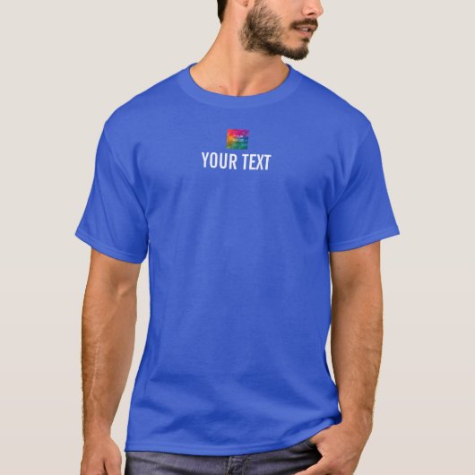 Deep Royal Blue Sjabloon Custom Mannen Apparel T-shirt (Voorkant)