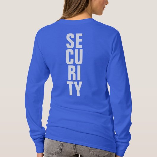 Deep Royal Blue Sjabloon Custom Vrouwen Security T-shirt (Achterkant)