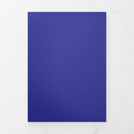 Deep Royal Blue Solid Kleur Achtergrond Drieluik Uitnodiging (Cover)