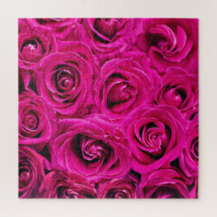 Deep roze rozen legpuzzel