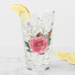 Deep roze Waterverf Roos Glazen trommel