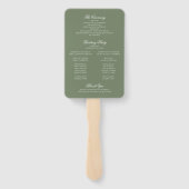 Deep Sage Green Monogram Kreeft Trouwprogramma Handwaaier (Achterkant)