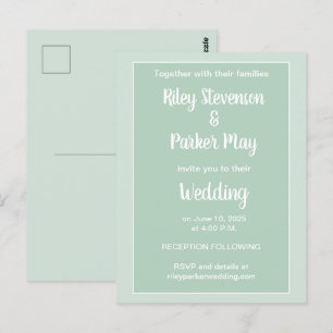Deep Sage Green Tweetonige bruiloft uitnodiging