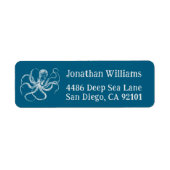 Deep Sea Blue Octopus Return Address Labels (Voorkant)
