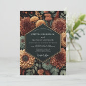 Deep Sienna Floral Autumn Wedding Kaart (Staand voorkant)
