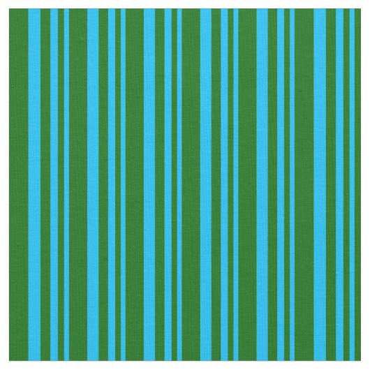 Deep Sky Blue en Dark Green Colored Stripes Stof (Close Up)