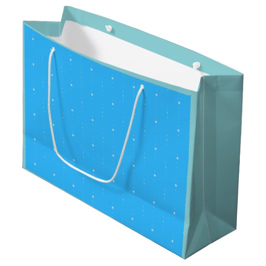 Deep Sky Blue - Falling Stars Gift Bag Groot Cadeauzakje (Voorkant Gekanteld)