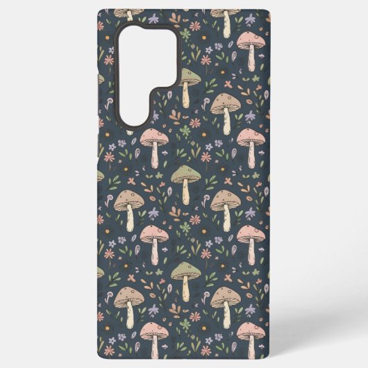 Deep Slate Blue Fungi Seamless Pattern Samsung Galaxy Hoesje (Achterkant)