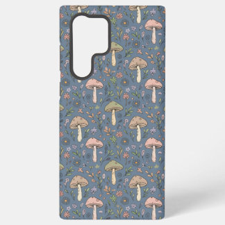 Deep Slate Gray Fungi Seamless Pattern Dark Academ Samsung Galaxy Hoesje